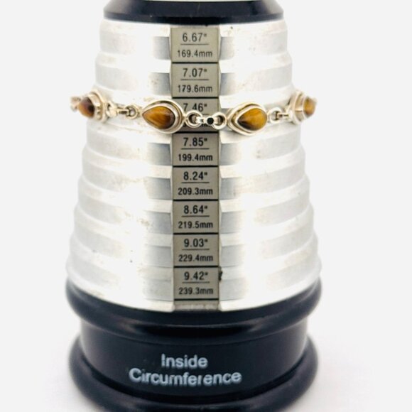 Estate Sterling Silver 925 Jonben Tiger Eye Designer Bracelet 8" 16.05g - Picture 3 of 9